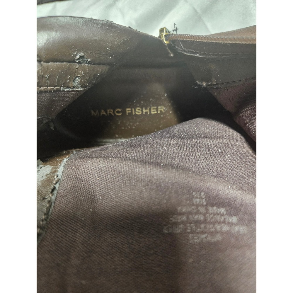 Marc Fisher MFKADEE Dark Brown Leather Tall Riding Boots Womens 10M Buckle - Picture 8 of 8